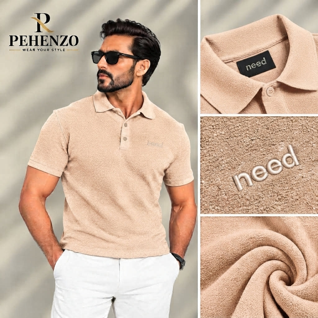 Textured Popcorn Polo Shirt - Dark Skin