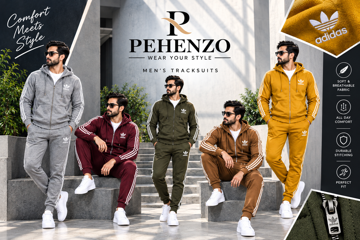 Men’s Premium 3-Stripe Fleece Tracksuit | Zip-Up Hoodie & Trouser